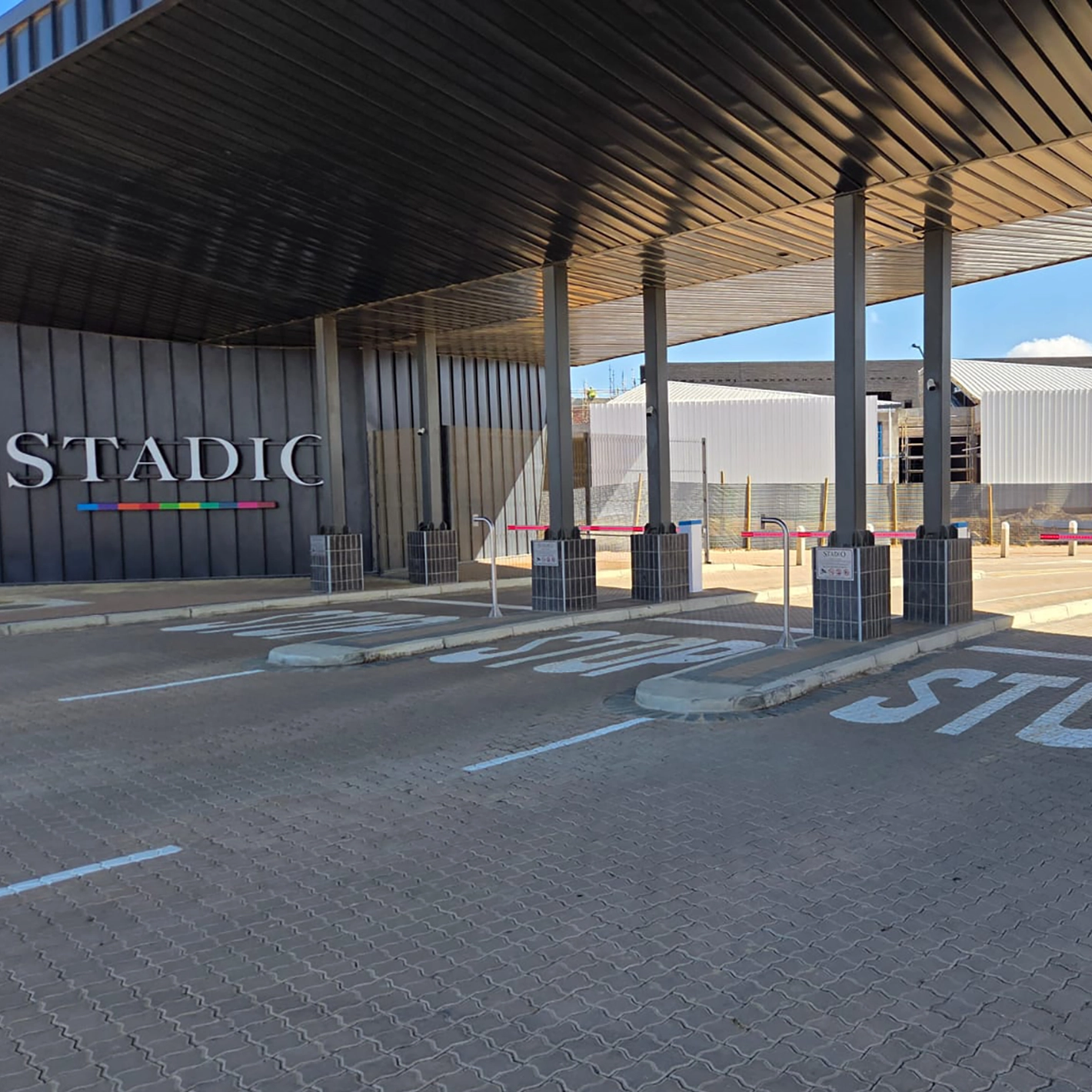 Velocity Nitro vehicle barrier installed at stadic for entrance control.